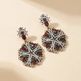 Red Stone Turkish Floral Earrings