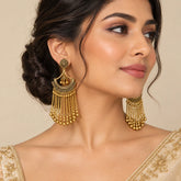 Golden Jhumka Drop Earrings - Large