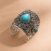 Antique Turquoise Faux Stone Metallic Handcuff