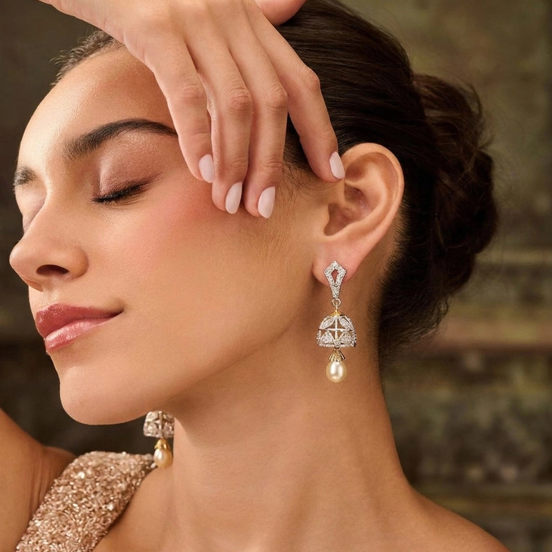 1K Zircon Royale Silver Earrings - Small