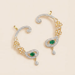 1K zircon Green Stone Golden Ear Cuffs