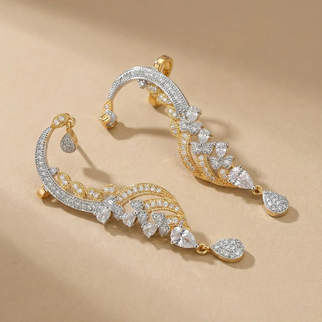 1K zircon White Stone Ear Cuffs