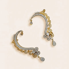 1K zircon White Stone Golden Ear Cuffs