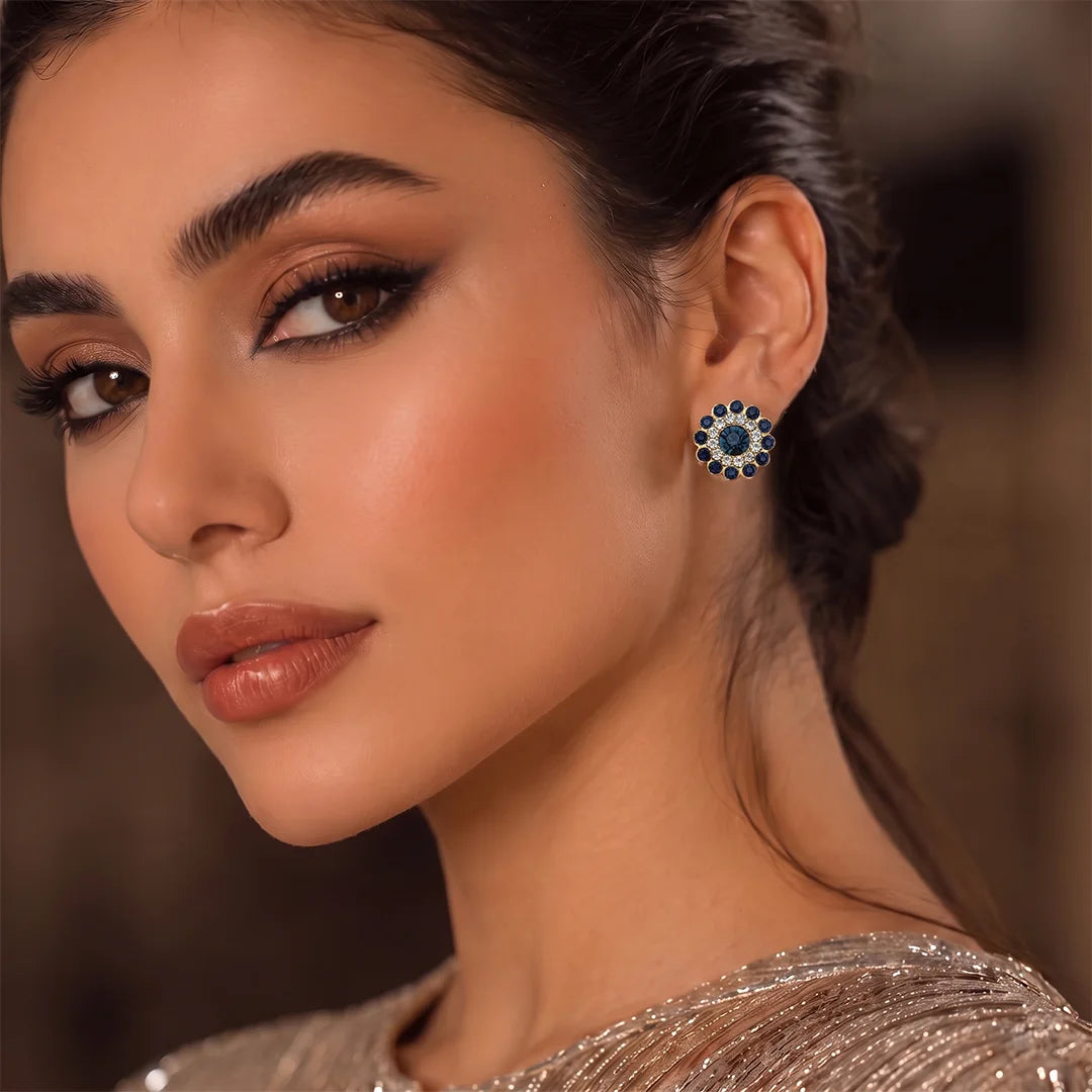 Dark Blue Stone Studs Earrings - Small