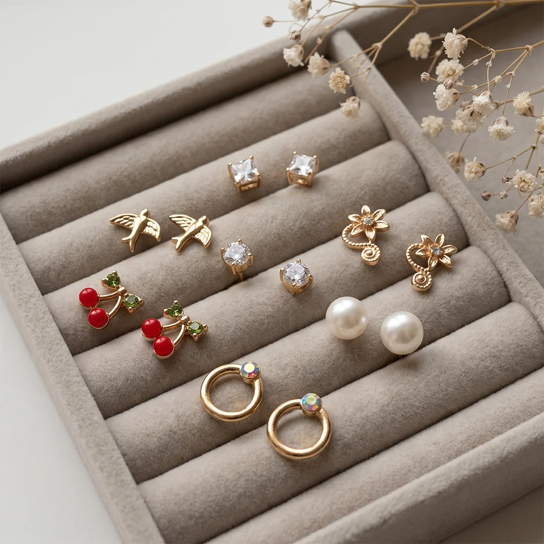 7 Pair of Small Studs Earrings - Set 9