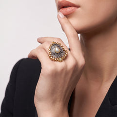 Antique Pearl Mesh Ring - Sizeable