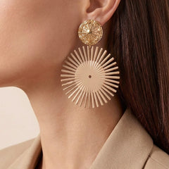 Beige Metallic Rays Earrings