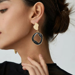 Black-White Metallic Earrings