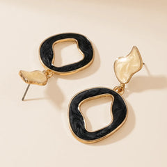Black-White Metallic Earrings
