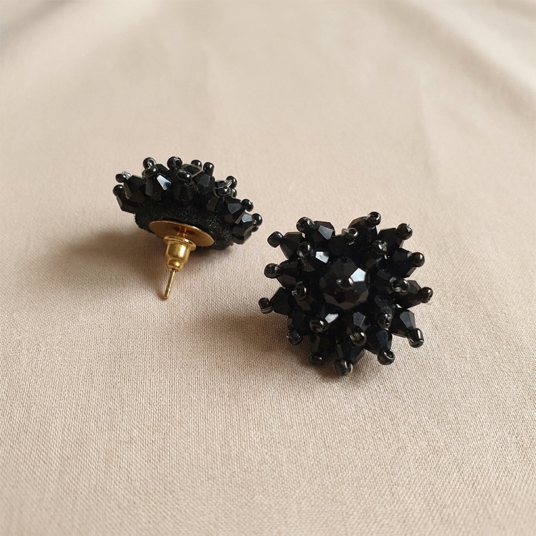 Black Beads Handmade Stud Earrings