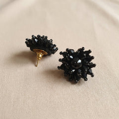 Black Beads Handmade Stud Earrings