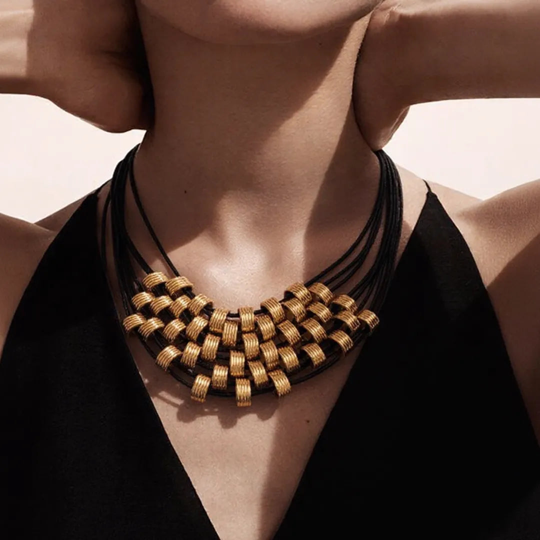 Black Golden Beads Necklace
