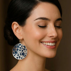 Black Golden Metallic Star Earrings