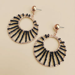 Golden Black Beads Earrings