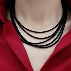 Black Muti-Layered Beads Necklace