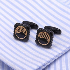 Black Net Curve  Men's Cufflinks