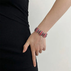 Black Red Handpainted Metallic Bracelet