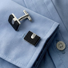 Black Silver Strip Cufflinks