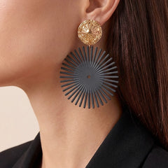Black Metallic Rays Earrings