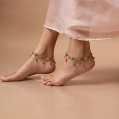 Blue Golden Bell Anklet - Single