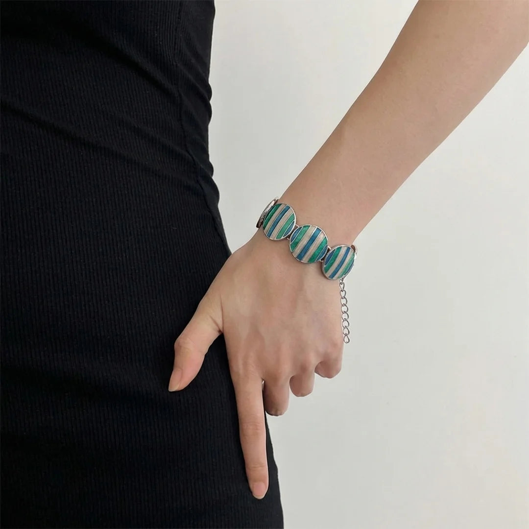 Blue Green Handpainted Bracelet