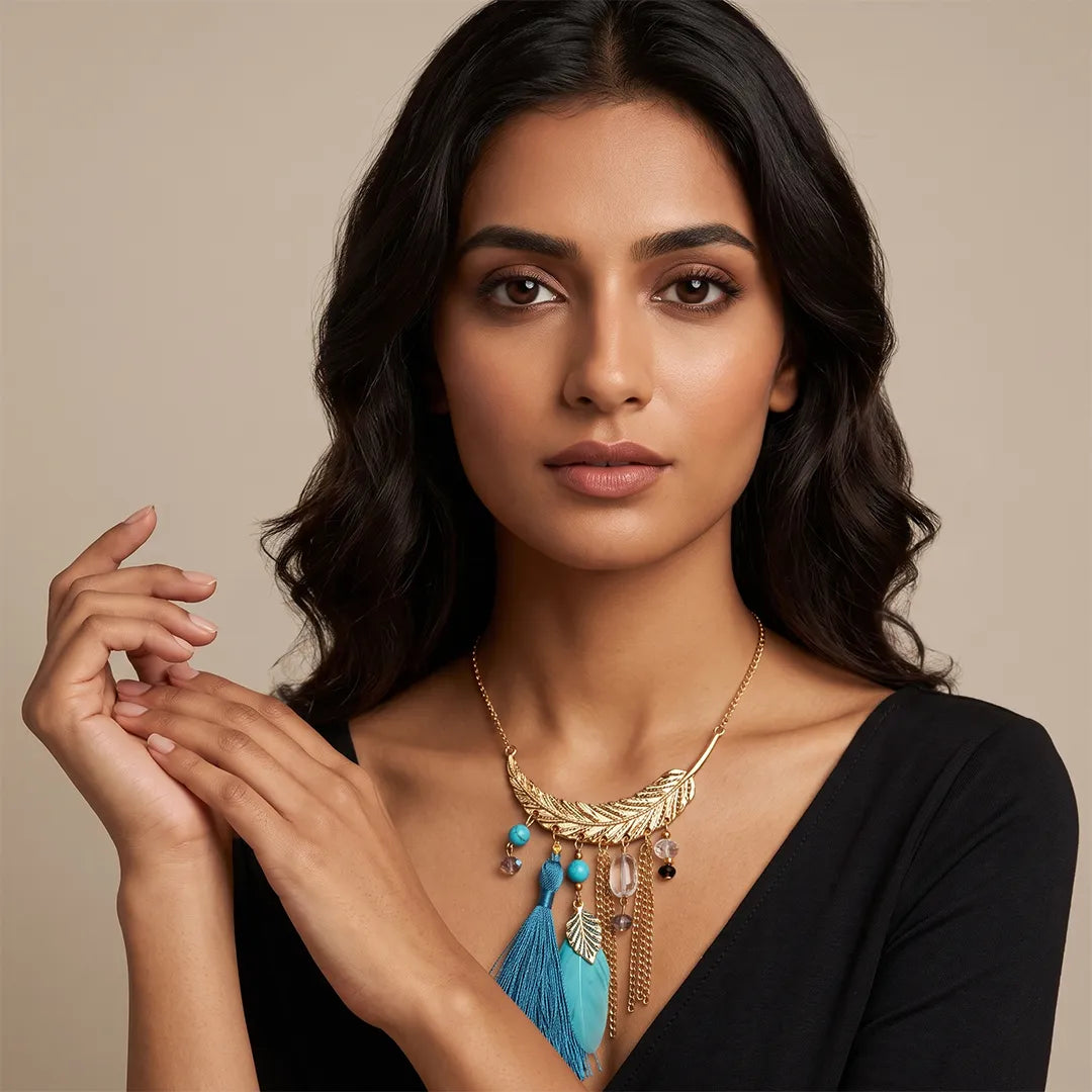 Bohemian Style Feather Necklace - Short