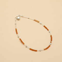 Champagne Silver Bead Anklet - Single