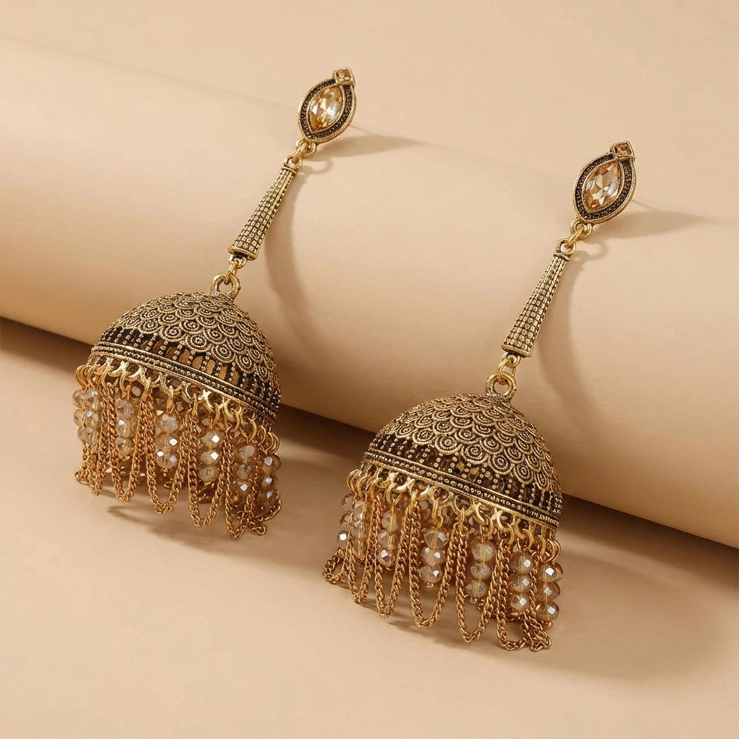 Champagne Stone Drop Jhumka Earrings