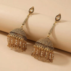 Champagne Stone Drop Jhumka Earrings