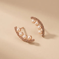 Champagne Stone Pearl Earrings