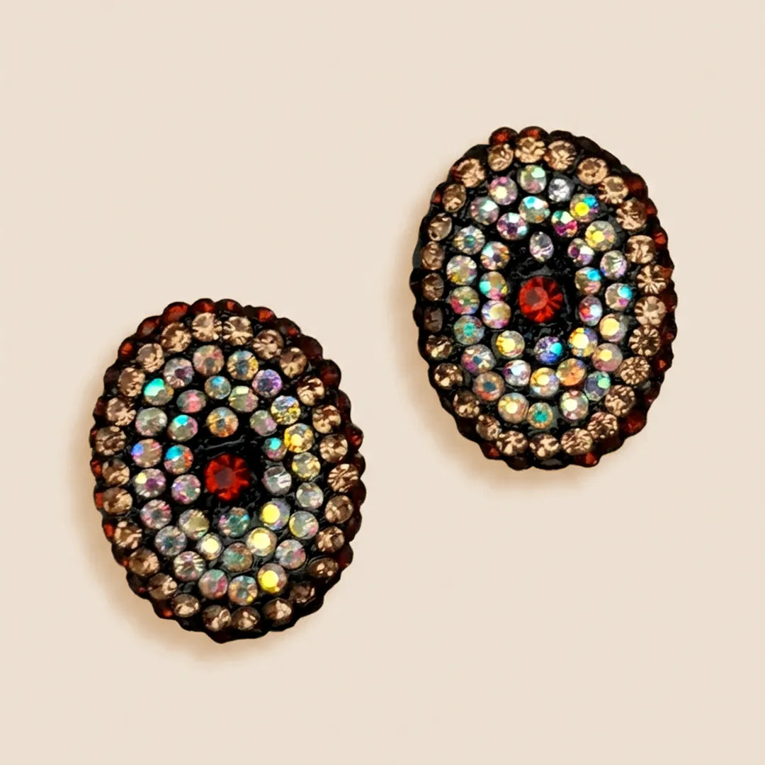 Champaigne  Stone Stud Earrings - Round