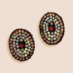 Champaigne  Stone Stud Earrings - Round