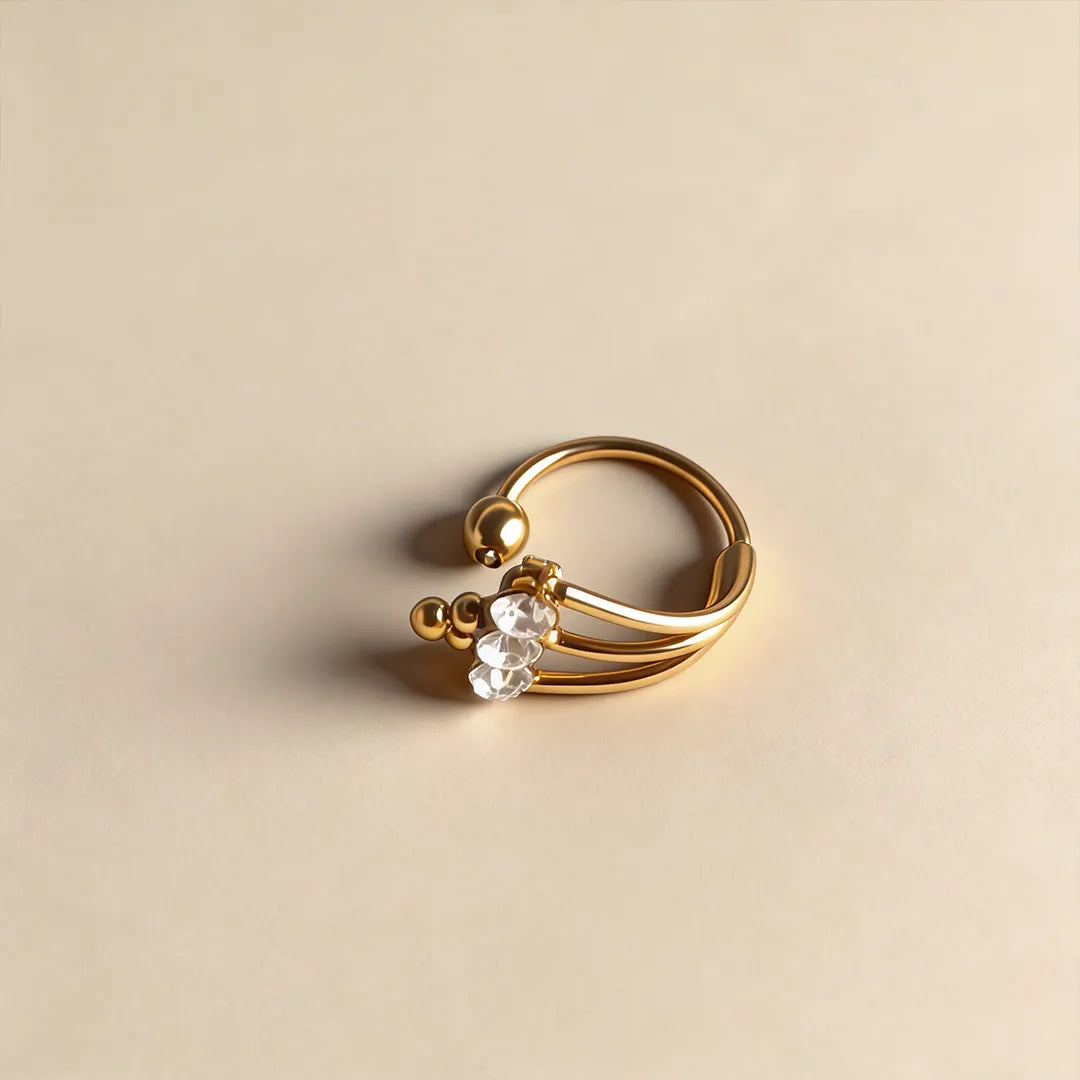 Crown Stone Golden Nose Ring