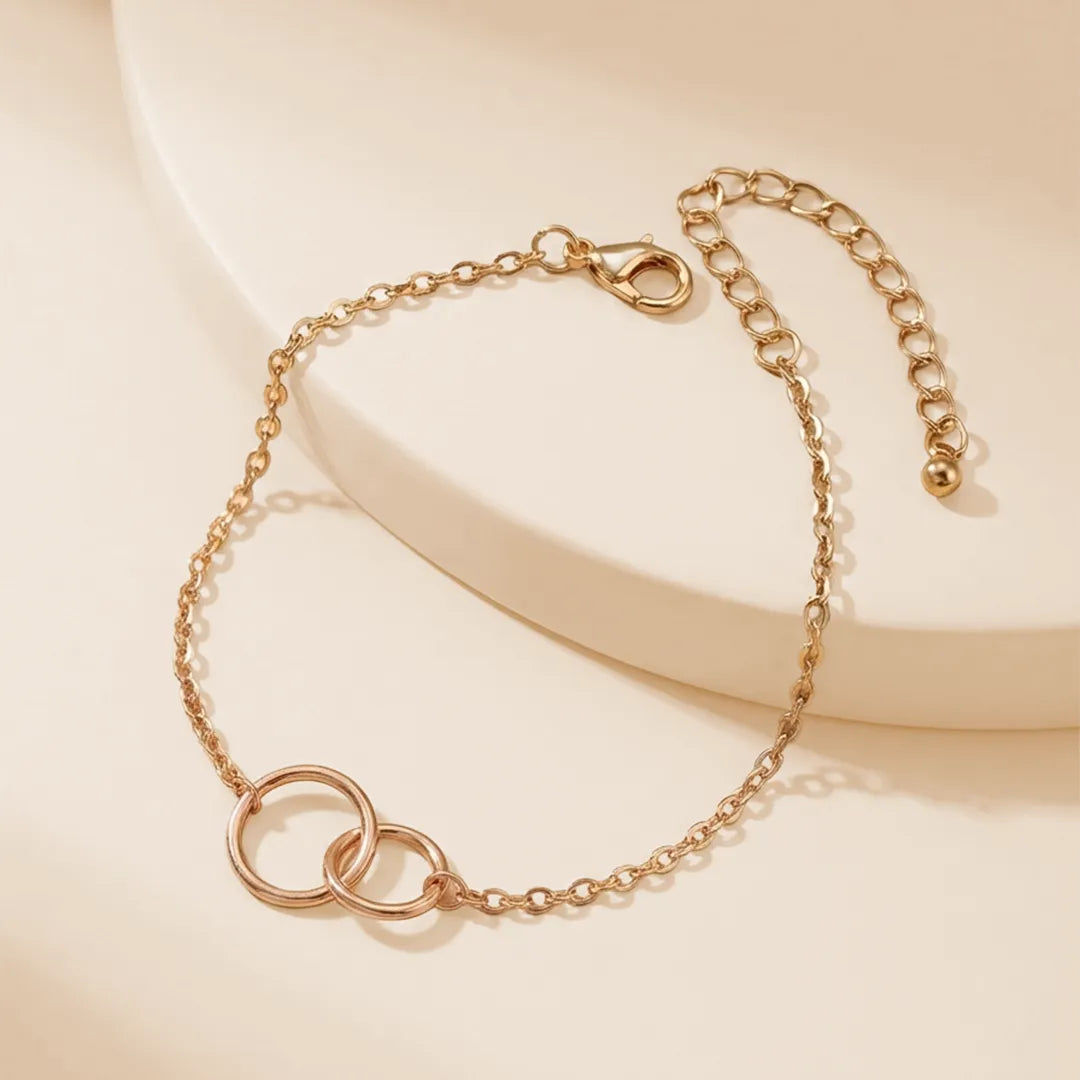 Double Ring Golden Bracelet - Shein