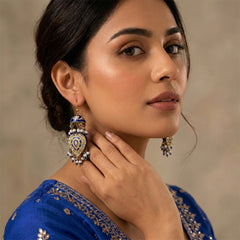 Double Sided Meenakari Jhumka Earrings - Blue
