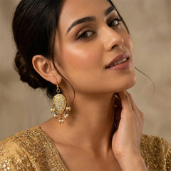 Double Sided Meenakari Jhumka Earrings - Golden