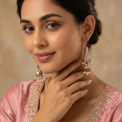 Double Sided Meenakari Jhumka Earrings - Pink