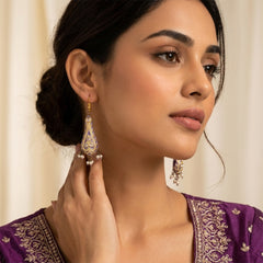 Double Sided Meenakari Jhumka Earrings - Purple