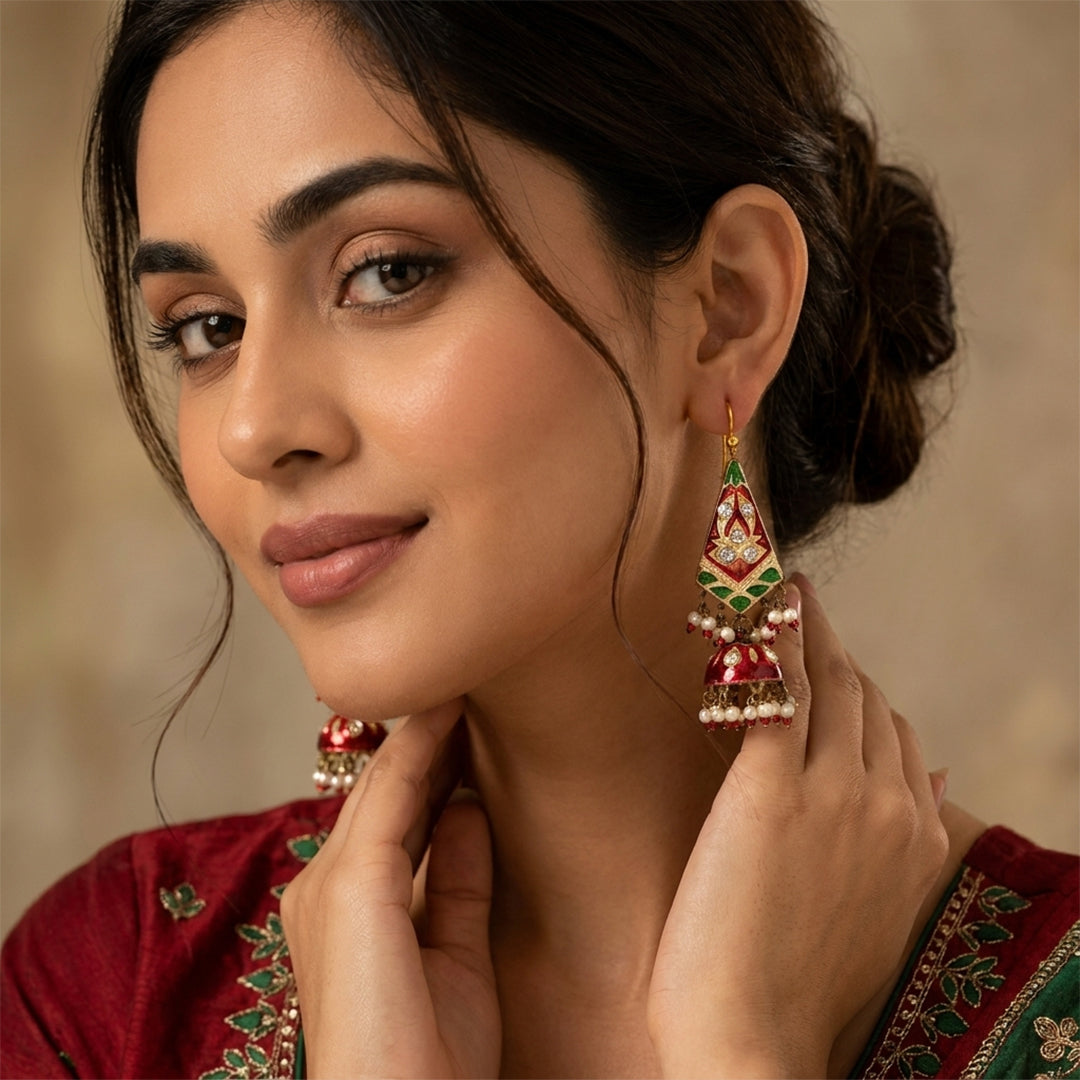 Double_Sided_Meenakari_Jhumka_Earrings_-_Red