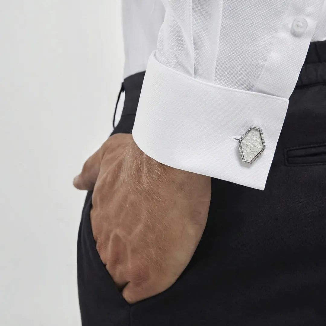 Dull Silver White Cufflinks