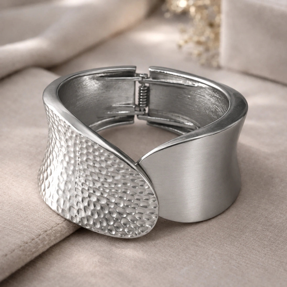 Dull Silver Cross Bangle