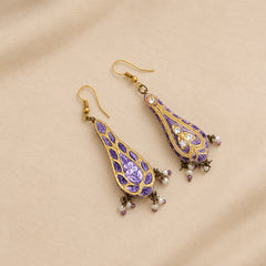 Double Sided Meenakari Jhumka Earrings - Purple