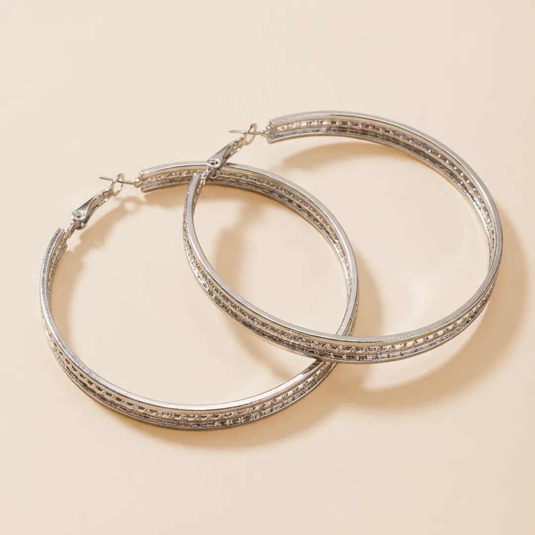 Silver Hoops Earrings- Medium Size