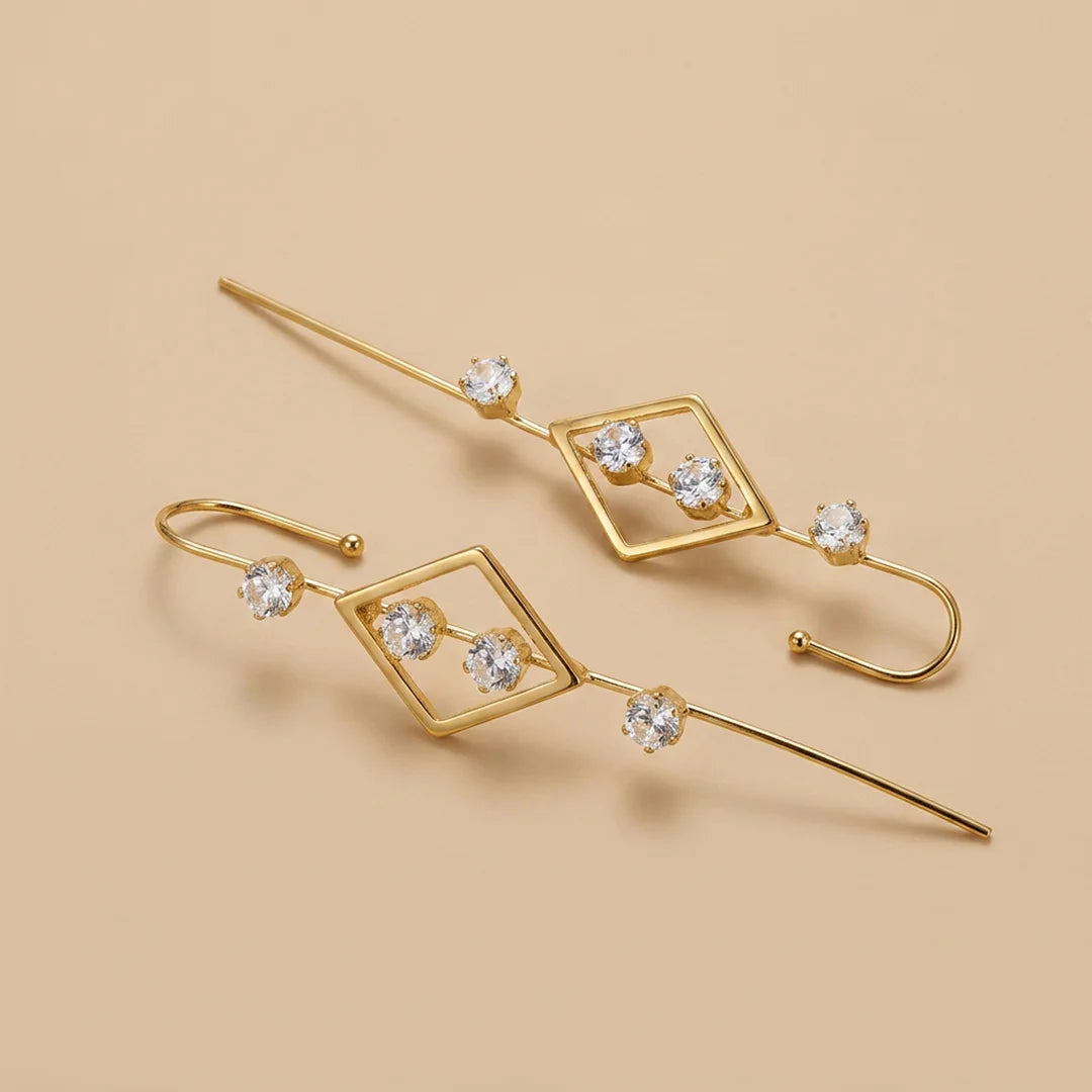 Elegent Dimond Ear Cuffs - Golden