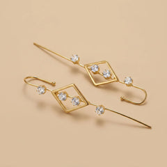 Elegent Dimond Ear Cuffs - Golden