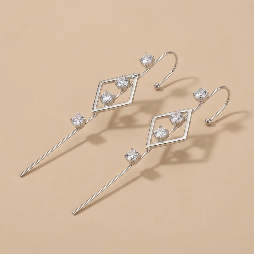Elegent Dimond Ear Cuffs - Silver
