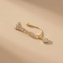 Fang Drop Stone Golden Nose Ring