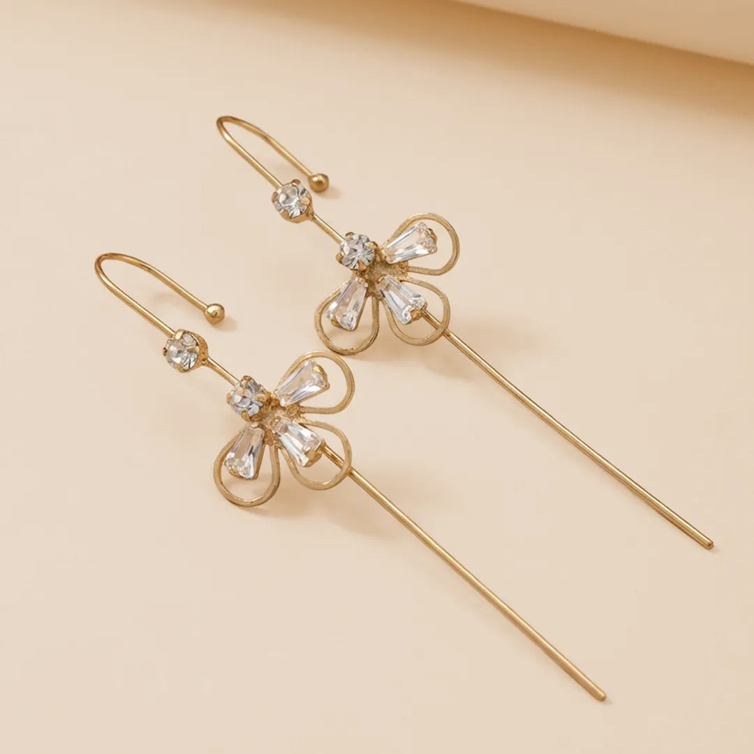 Floral Ear Cuff Earrings - Golden