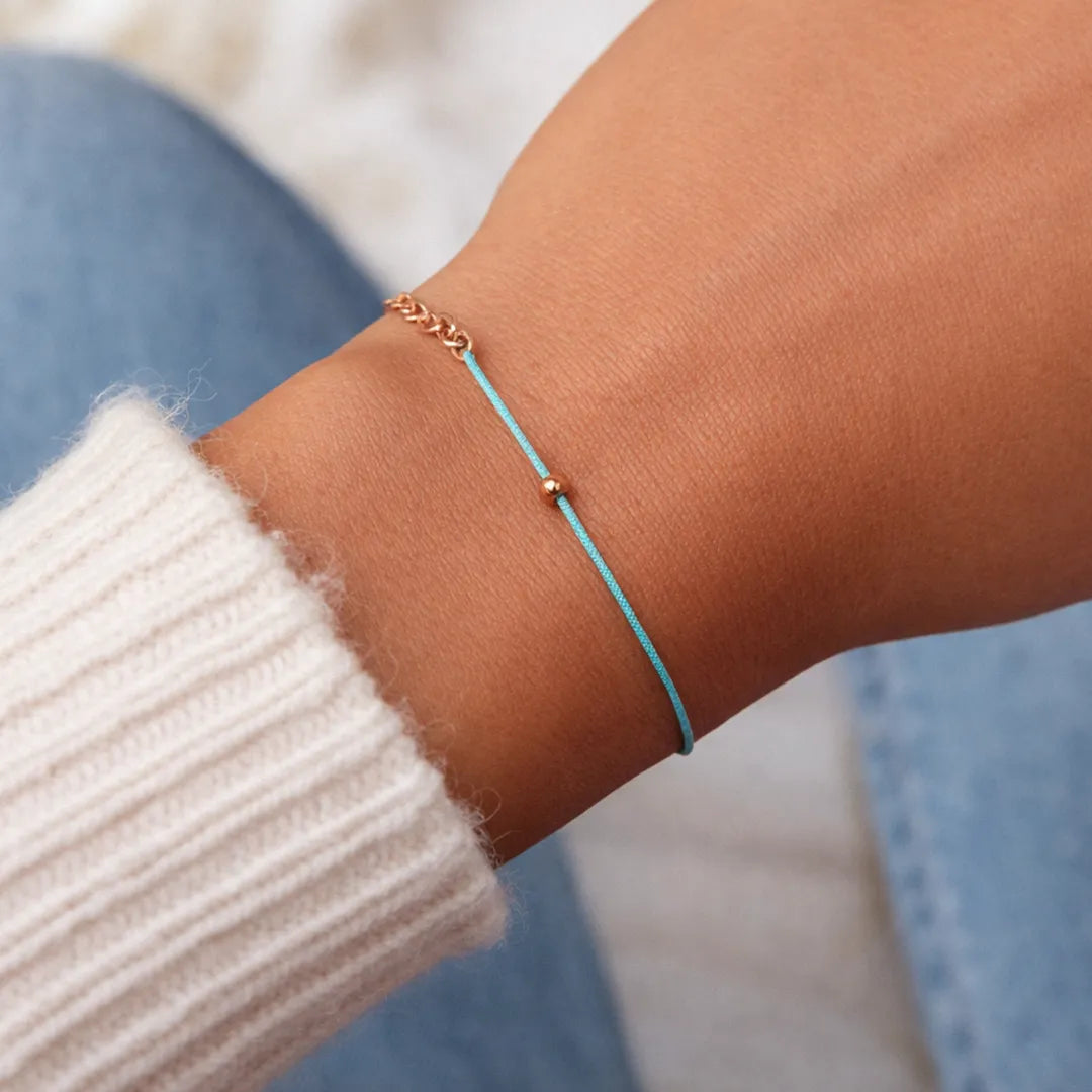 Golden Ball Blue String Bracelet - Shein