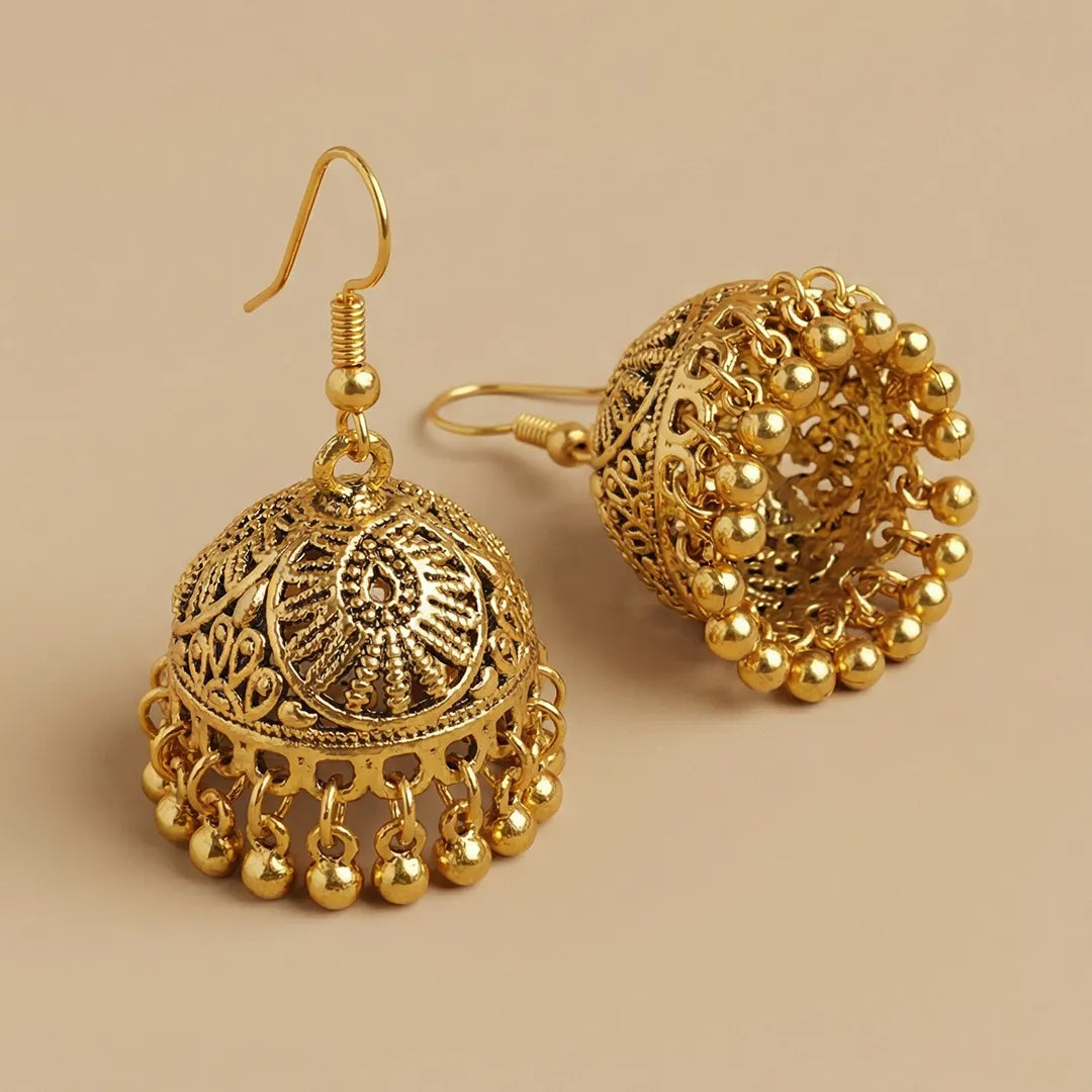 Golden Bell Jhumka Earrings